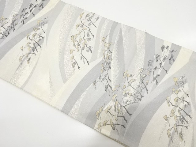 JAPANESE KIMONO / KASAMATSU PATTERN WOVEN A ROW OF MOUNTAINS FUKURO OB